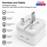 IPHONE 14 Pro 2 Pin (US PIN) 50W USB-C+C POWER Adapter With USB-C TO LIGHTINING CABLE